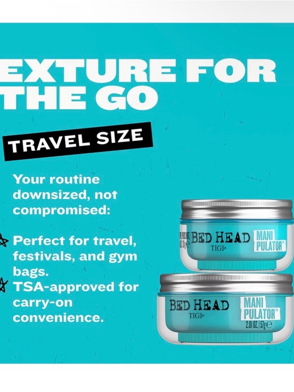 2 X travel mini. TIGI Bed Head Manipulator Hair Wax Jars